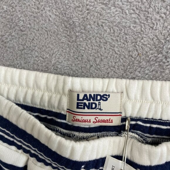 NEW Lands' End Men's Size S French Terry Sweat Shorts Navy/Ivory Stripe - Picture 3 of 5